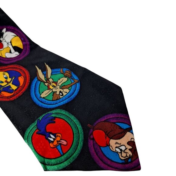 Vintage 1993 Looney Tunes Taz Tweety Bugs Elmer Necktie - Picture 3 of 7
